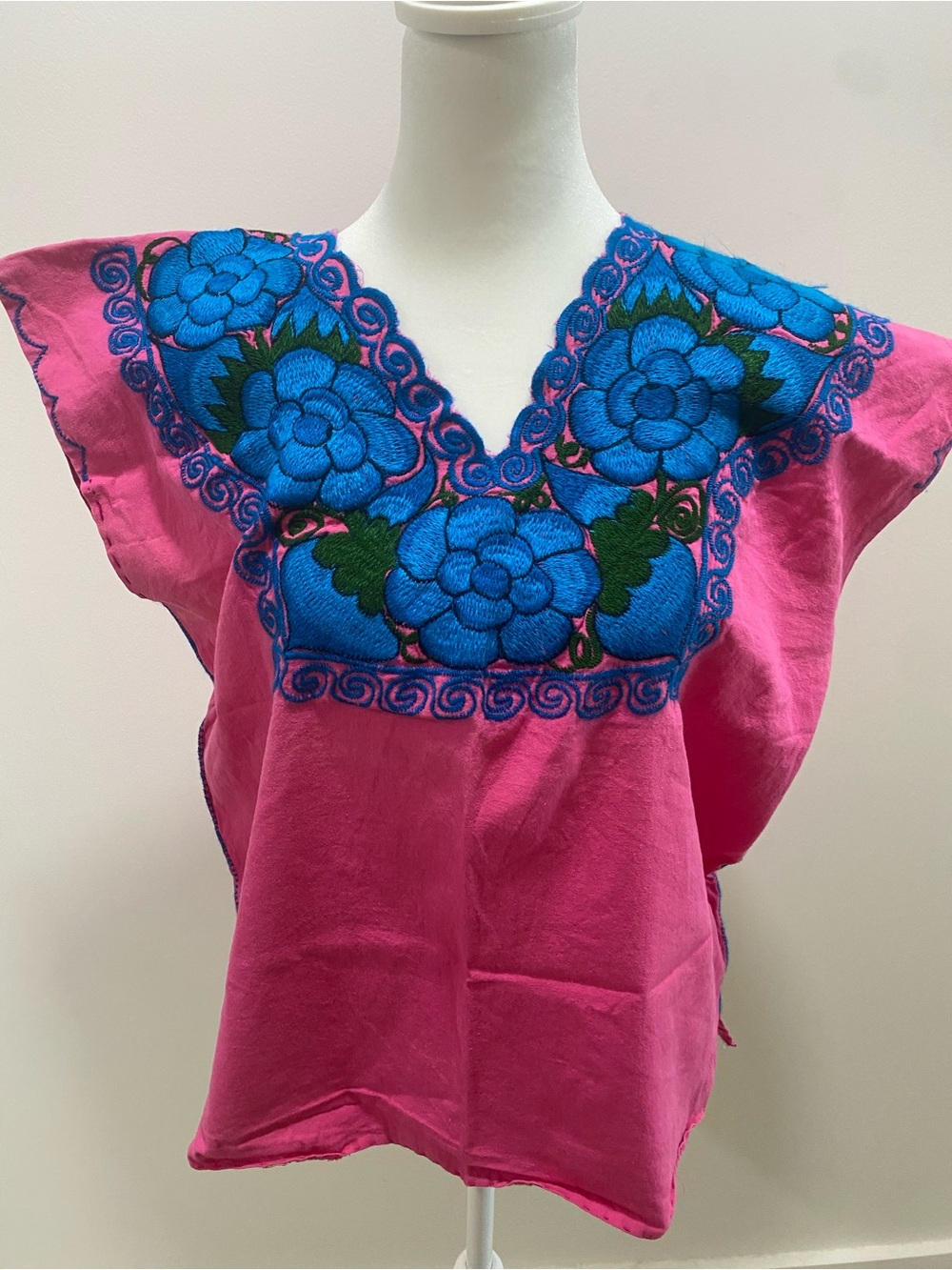 Hand-Embroidered Pink Floral Women’s Top